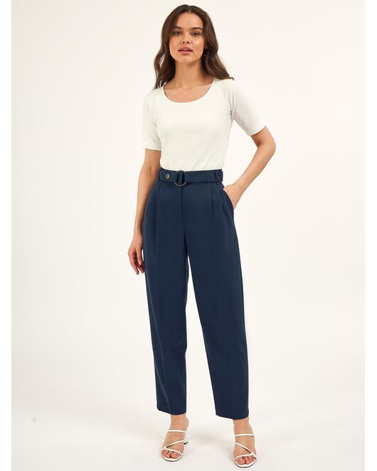 Брюки-бананы с защипами тёмно-синие CA-2-1650261-140 от byME 