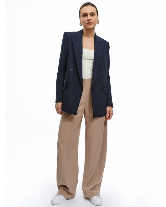 Жакет женский прямой двубортный тёмно-синий от byME 