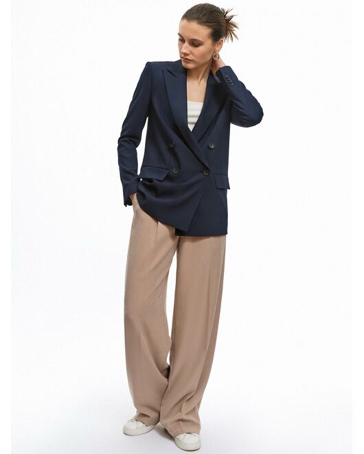 Жакет женский прямой двубортный тёмно-синий от byME 