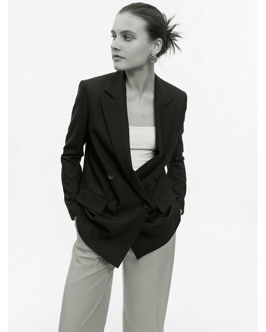 Жакет женский прямой двубортный тёмно-синий от byME 