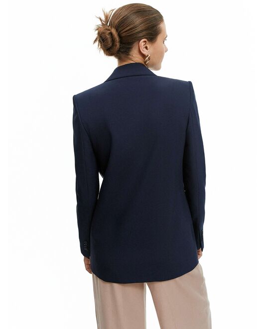 Жакет женский прямой двубортный тёмно-синий от byME 