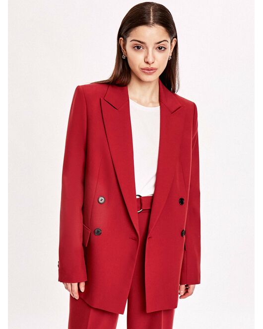 Жакет женский прямой двубортный брусничный от byME 