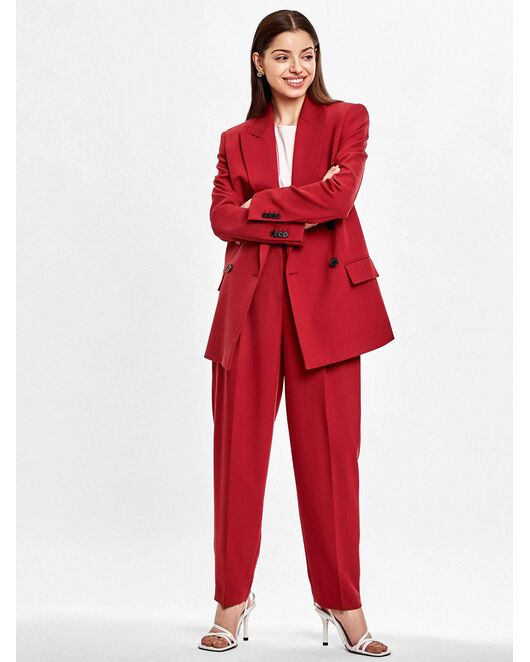 Жакет женский прямой двубортный брусничный от byME 