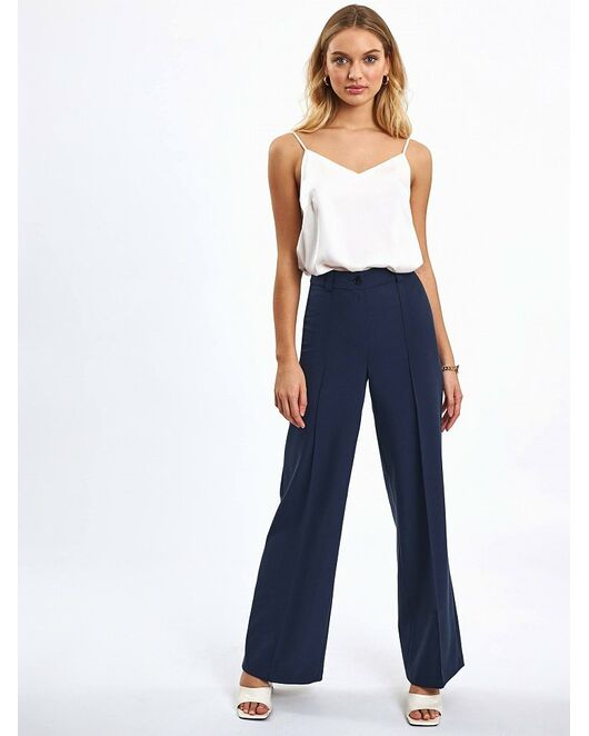 Женские брюки клеш с защипами тёмно-синие 2-165097-140 от byME 