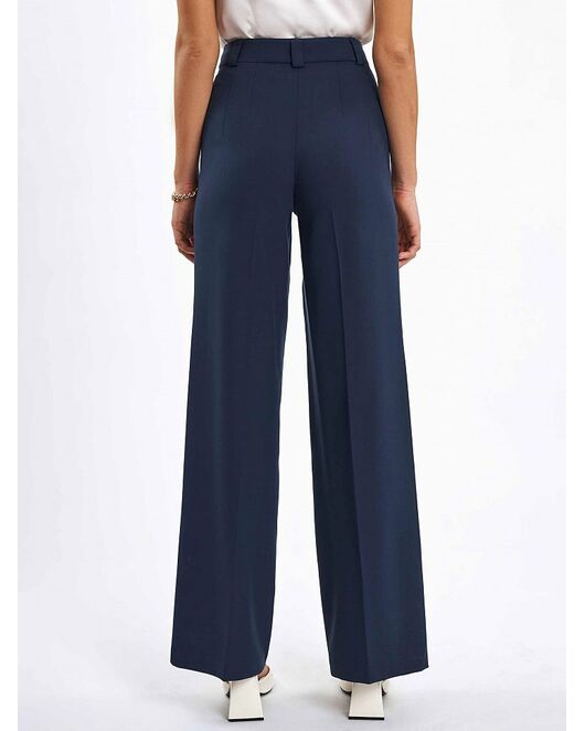 Женские брюки клеш с защипами тёмно-синие 2-165097-140 от byME 