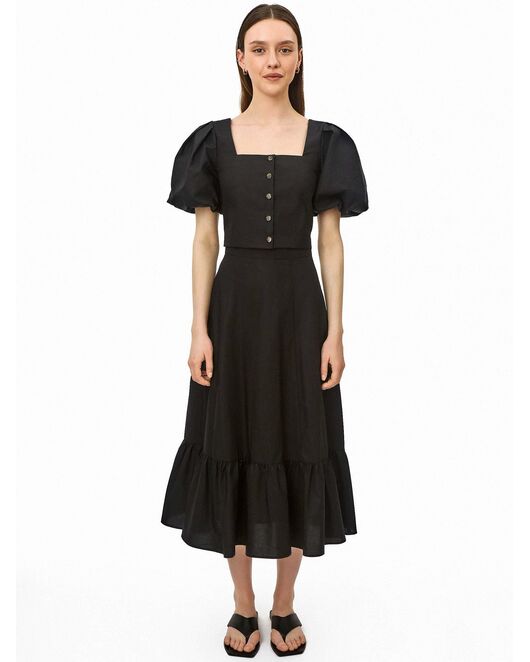 Прямая юбка годе из хлопка чёрная от byME 