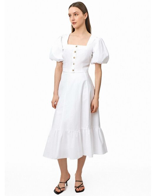 Блуза женская с короткими рукавами фонариками белая от byME 