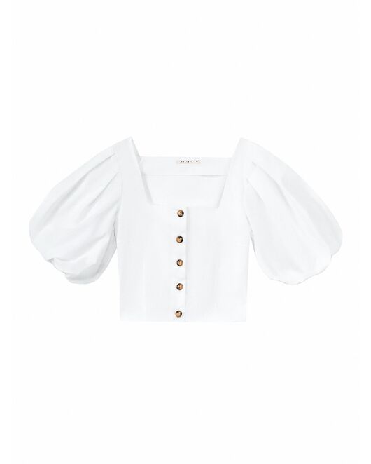 Блуза женская с короткими рукавами фонариками белая от byME 