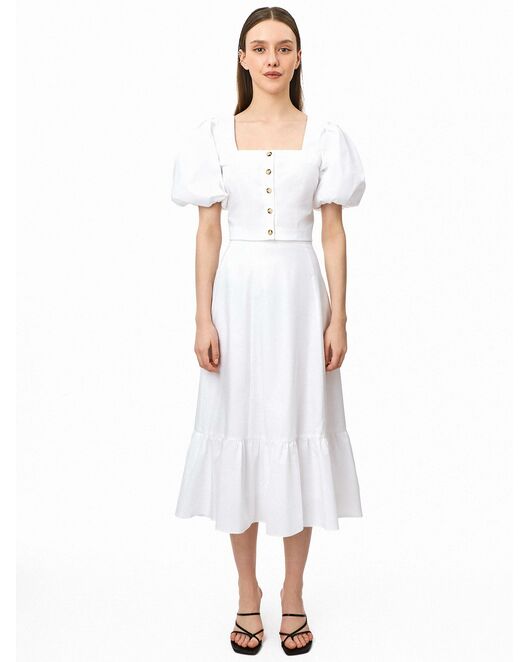 Блуза женская с короткими рукавами фонариками белая от byME 