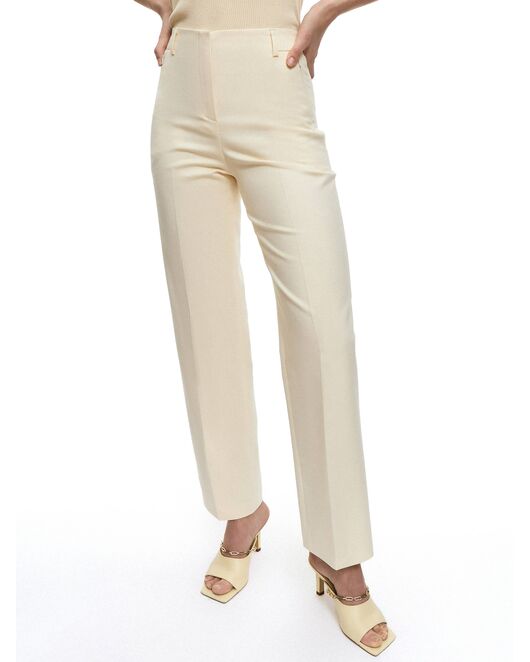 Прямые женские брюки молочного цвета от byME 