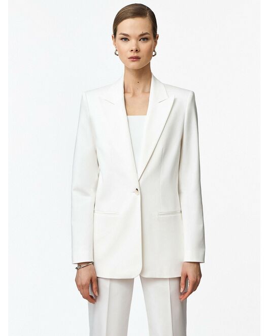 Жакет однобортный белый из смесового хлопка от byME 