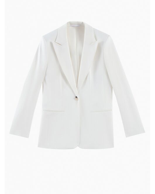 Жакет однобортный белый из смесового хлопка от byME 