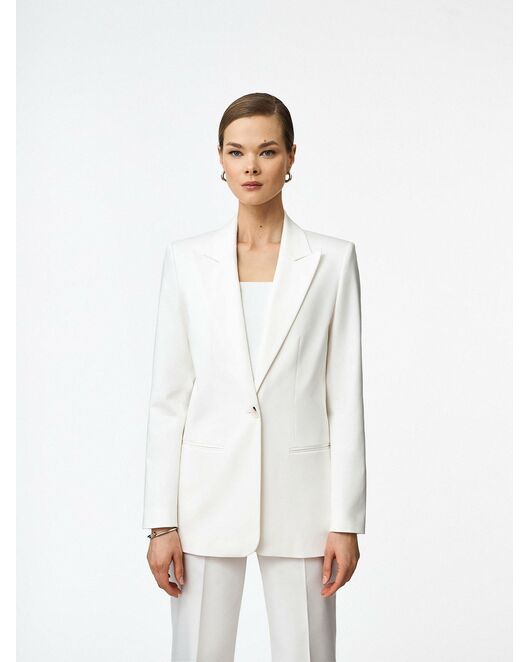 Жакет однобортный белый из смесового хлопка от byME 