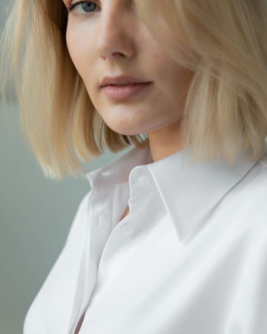 Блузка объемный рукав 3/4 белая - 7965 от byME 