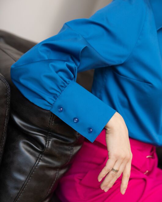 Женская рубашка с пышным рукавом кобальт - 8249 от byME 