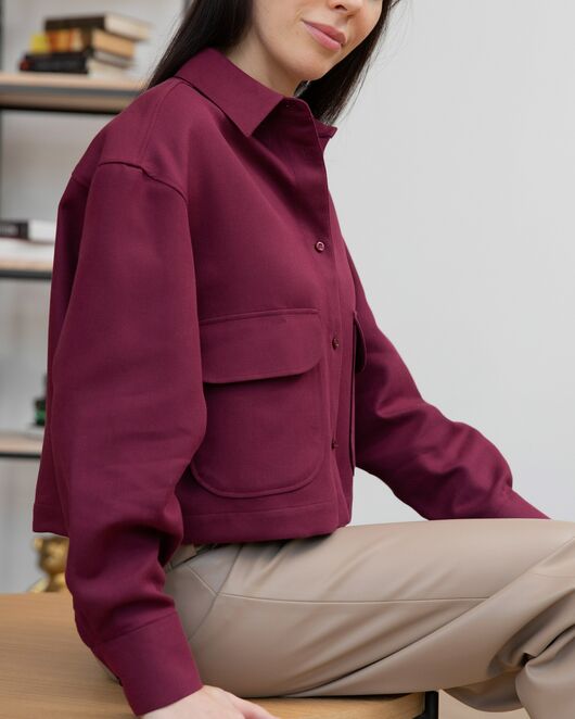 Женская блузка укороченная с карманами бордовая - 8268 от byME 
