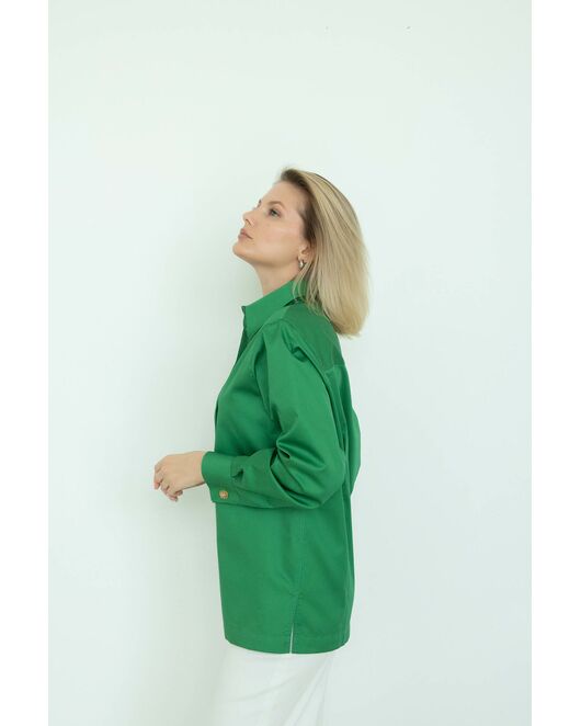 Женская рубашка с супатной застежкой зелёная - 8289 от byME 