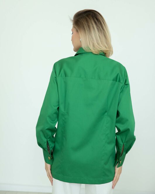 Женская рубашка с супатной застежкой зелёная - 8289 от byME 