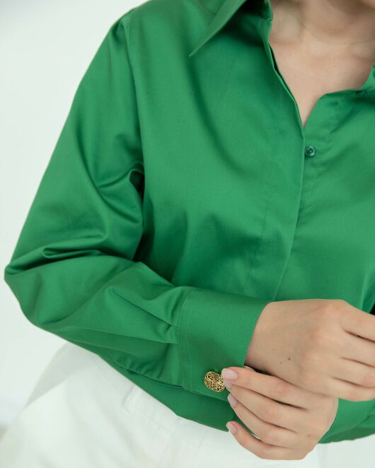 Женская рубашка с супатной застежкой зелёная - 8289 от byME 