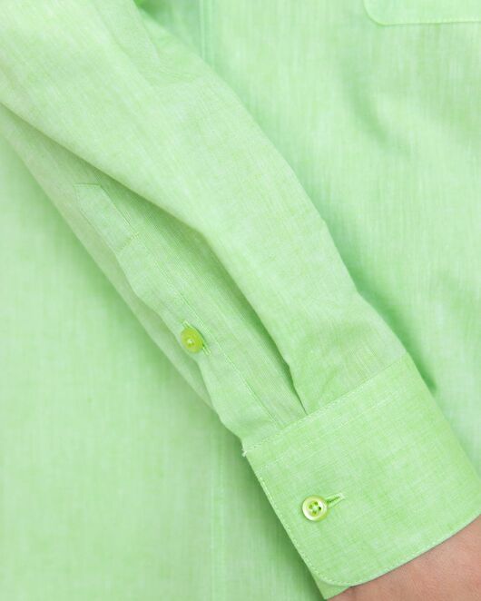Женская льняная рубашка в оверсайз силуэте салатовая - 8293 от byME  Женская льняная рубашка в оверсайз силуэте салатовая - 8293 от byME
