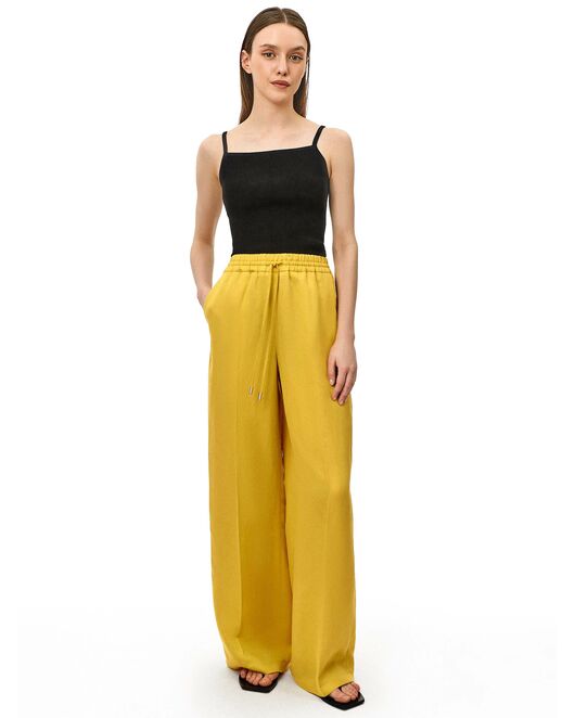 Брюки женские на резинке жёлтые от byME  Брюки женские на резинке жёлтые от byME