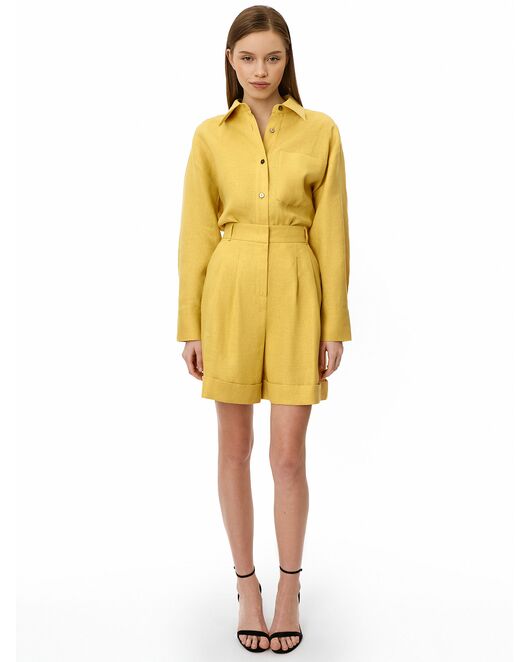 Шорты женские изо льна жёлтые от ByME 