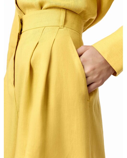 Шорты женские изо льна жёлтые от ByME 