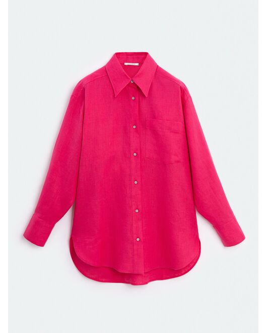Женская льняная рубашка фуксия от byME 
