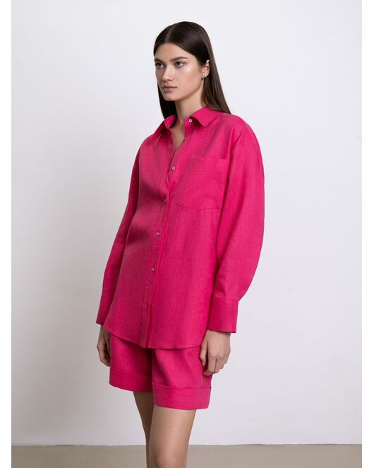 Женская льняная рубашка фуксия от byME 