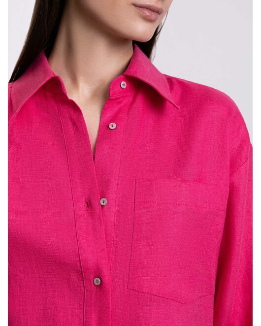 Женская льняная рубашка фуксия от byME 