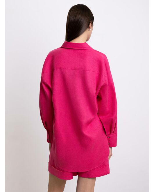 Женская льняная рубашка фуксия от byME 