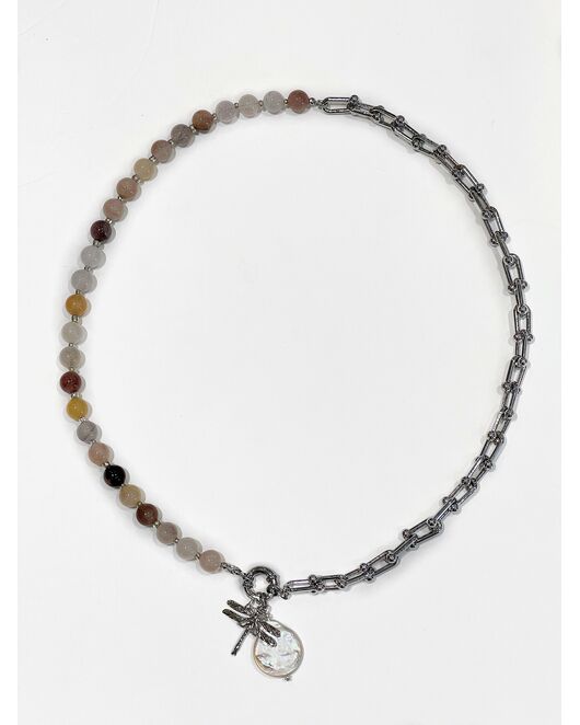 Чокер из холцедона и жемчуга - S00105 от  