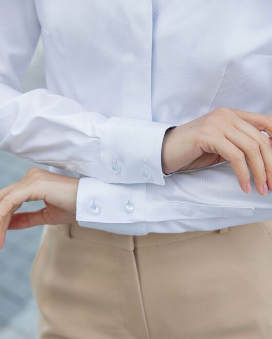 Женская рубашка воротник стойка под пуговицы с отделкой - 8078 от byME 