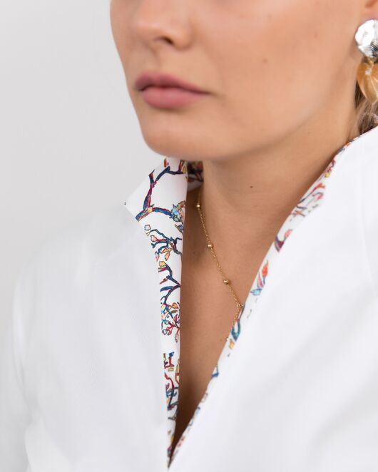 Женская рубашка воротник стойка под пуговицы с отделкой - 8214 от byME 