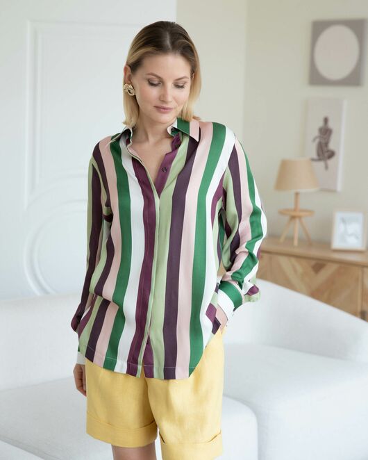 Женская рубашка из вискозы в полоску - 8273 от byME 