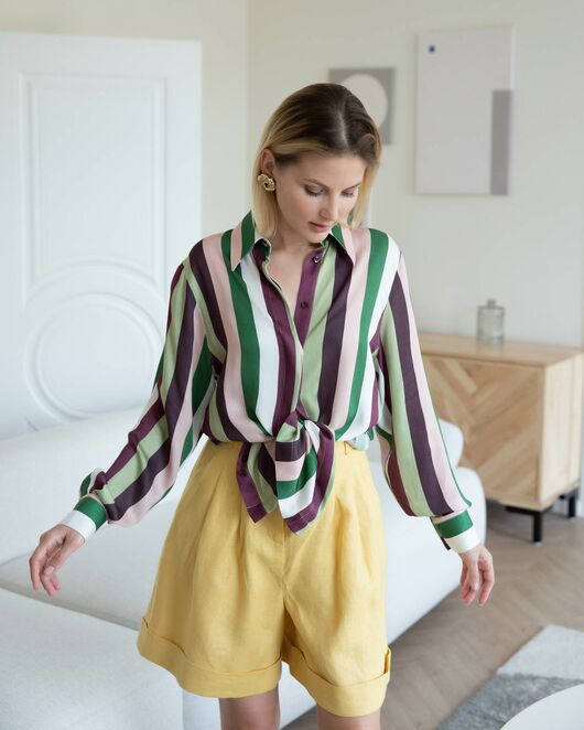 Женская рубашка из вискозы в полоску - 8273 от byME 