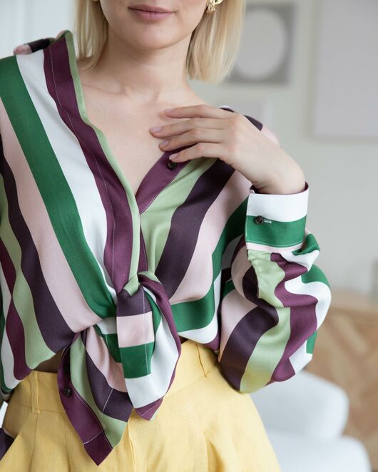 Женская рубашка из вискозы в полоску - 8273 от byME 