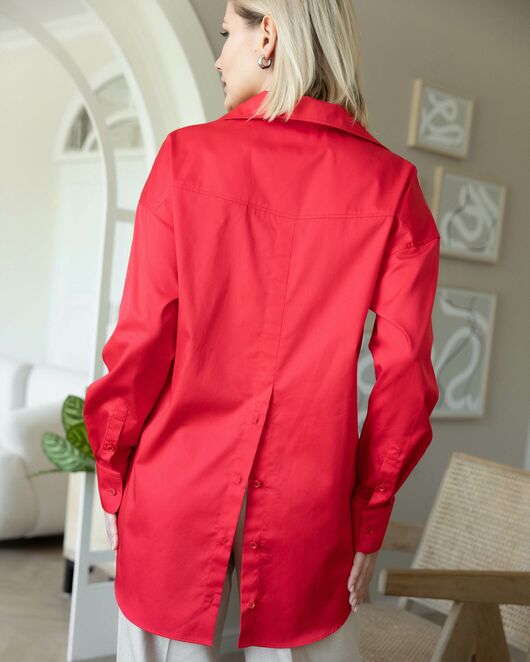 Женская рубашка в оверсайз силуэте красная - 8294 от byME 