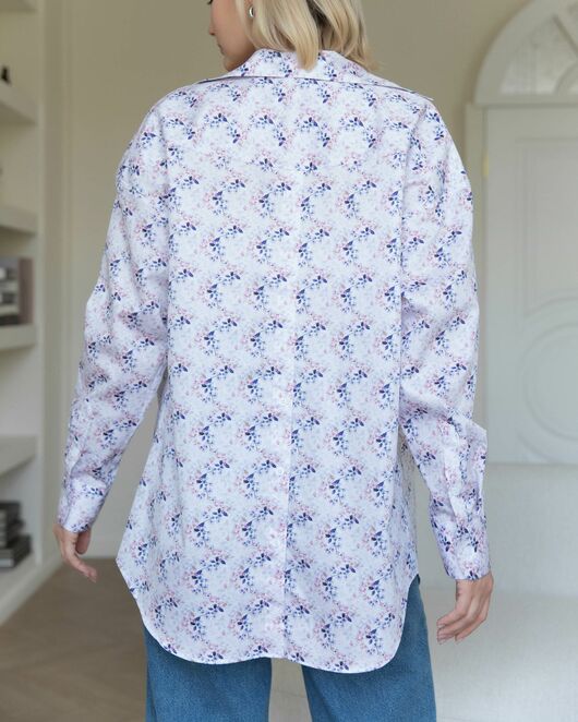 Женская рубашка в оверсайз силуэте принт веточки - 8296 от byME 
