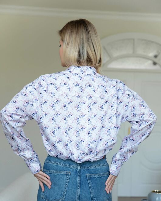 Женская рубашка в оверсайз силуэте принт веточки - 8296 от byME 