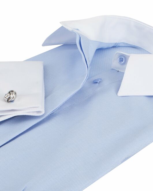 Женская рубашка под запонку голубая с белой отделкой - 8310 от ByME 