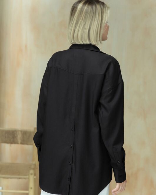 Женская рубашка в оверсайз силуэте чёрная - 8316 от byME 