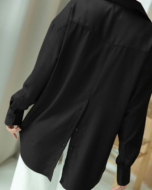 Женская рубашка в оверсайз силуэте чёрная - 8316 от byME 