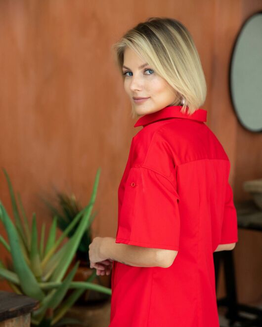 Женская рубашка с коротким рукавом красная - 8327 от byME 