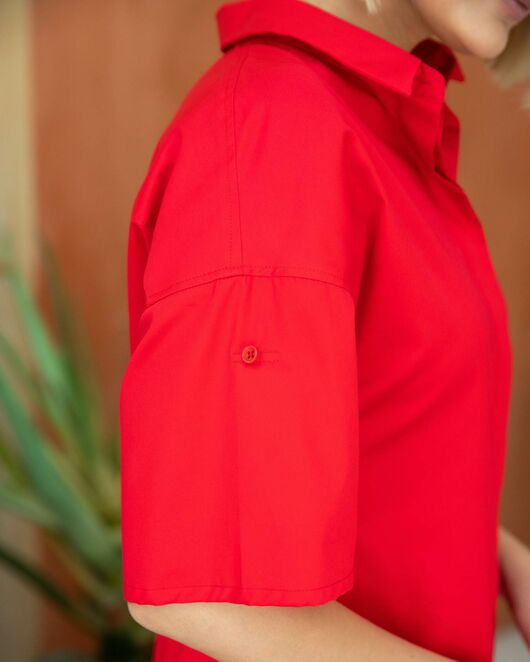 Женская рубашка с коротким рукавом красная - 8327 от byME 