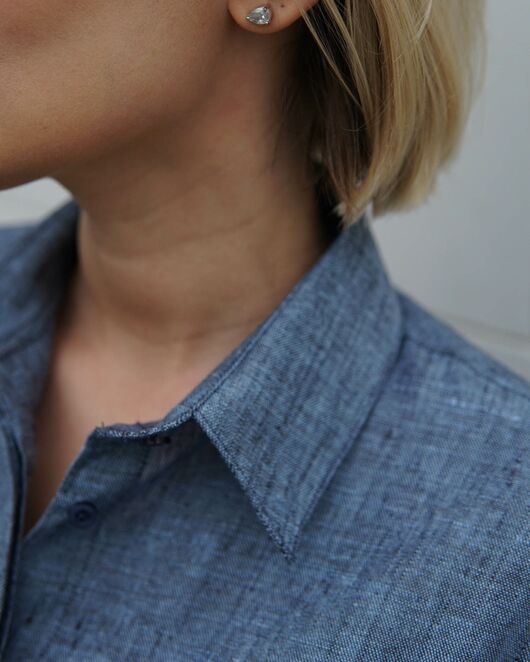 Женская льняная рубашка графитовая - 8330 от byME 