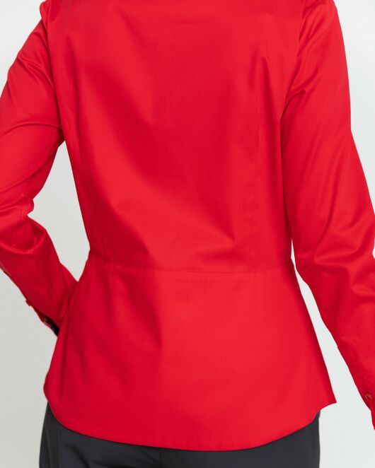 Женская рубашка воротник стойка красная с отделкой протеи - 8344 от byME 