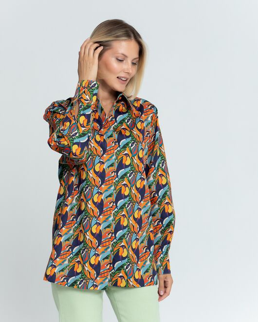 Женская рубашка с универсальным манжетом принт тропический  - 8365 от byME 