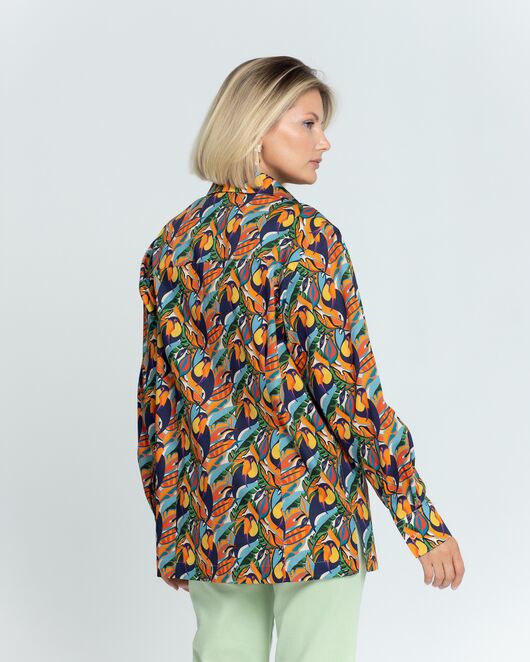 Женская рубашка с универсальным манжетом принт тропический  - 8365 от byME 