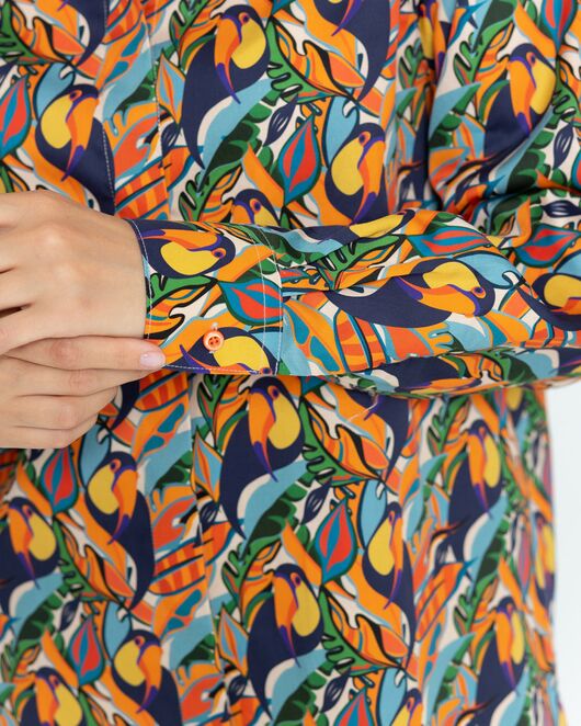 Женская рубашка с универсальным манжетом принт тропический  - 8365 от byME 